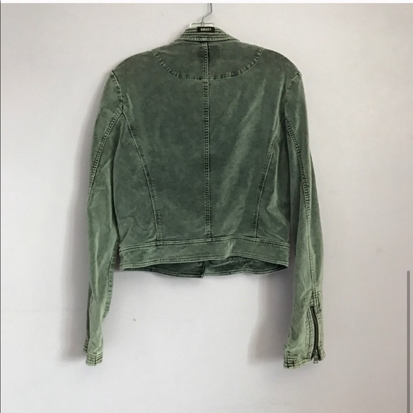 Guess velvet suede denim moto jacket gray silver - Picture 5 of 5